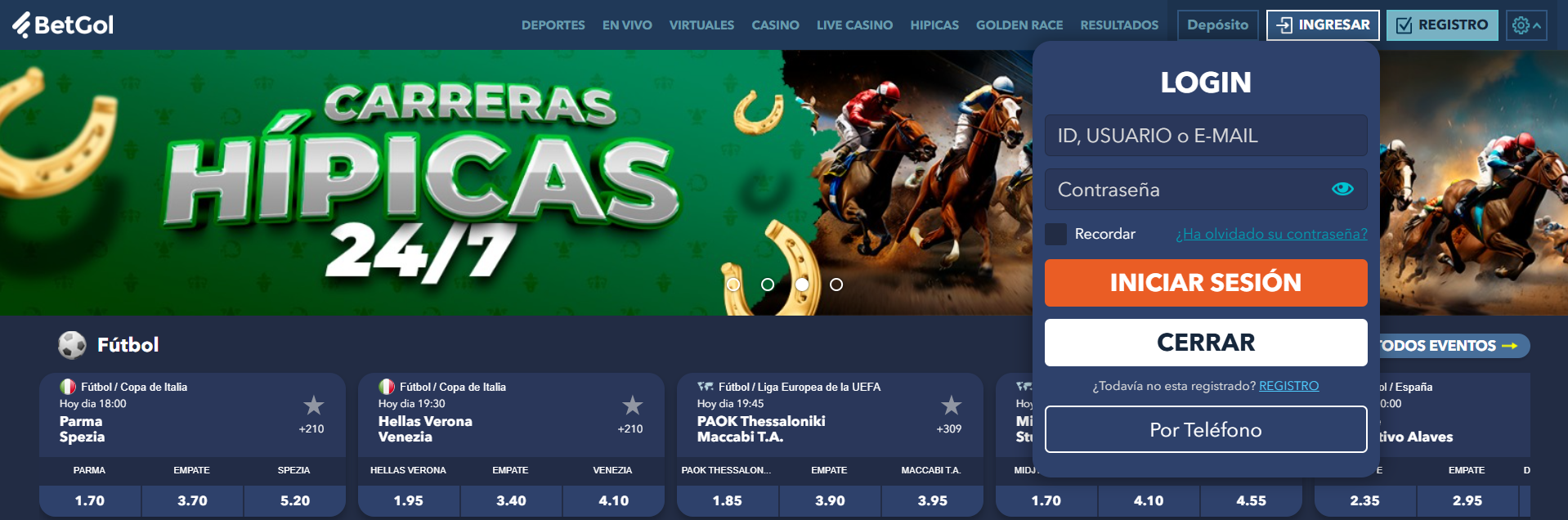 funciona BetGol iniciar sesión